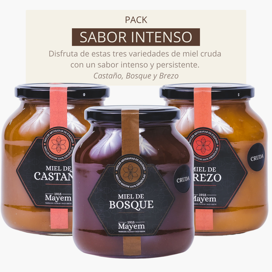 Pack de 3 Mieles Crudas sabor Intenso 1Kg