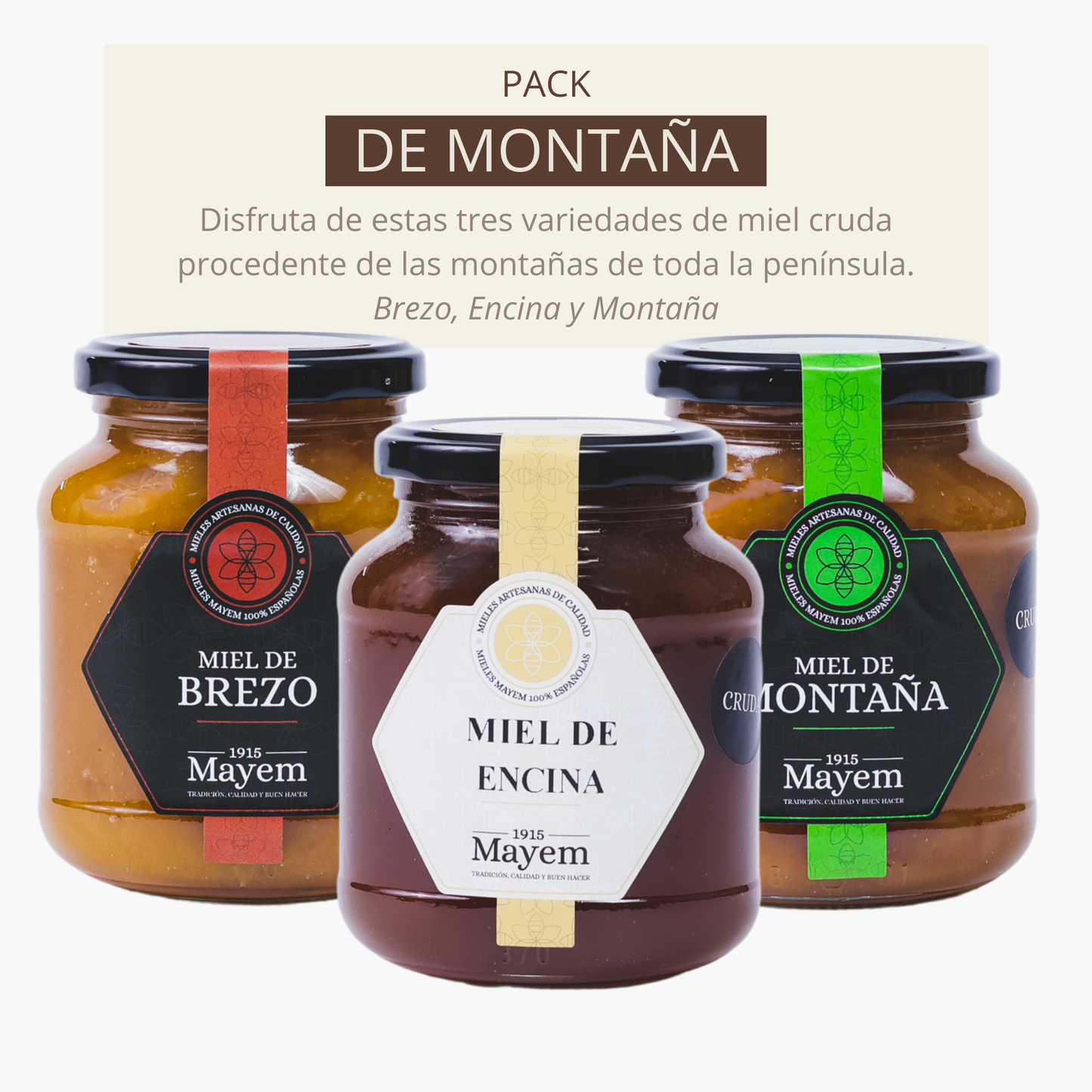 Pack de 3 Mieles Crudas de Montaña 500g