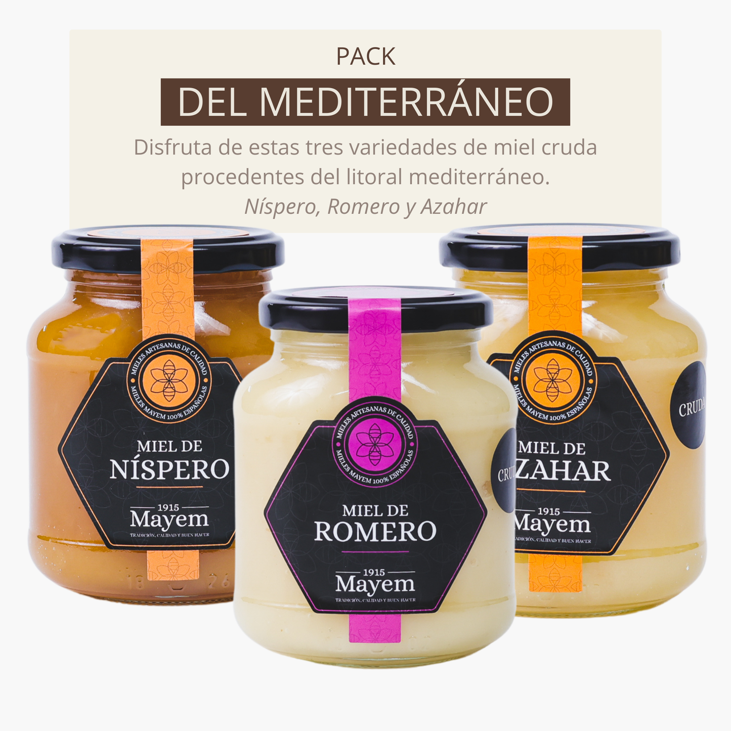 Pack de 3 Mieles Crudas del Mediterráneo 500g