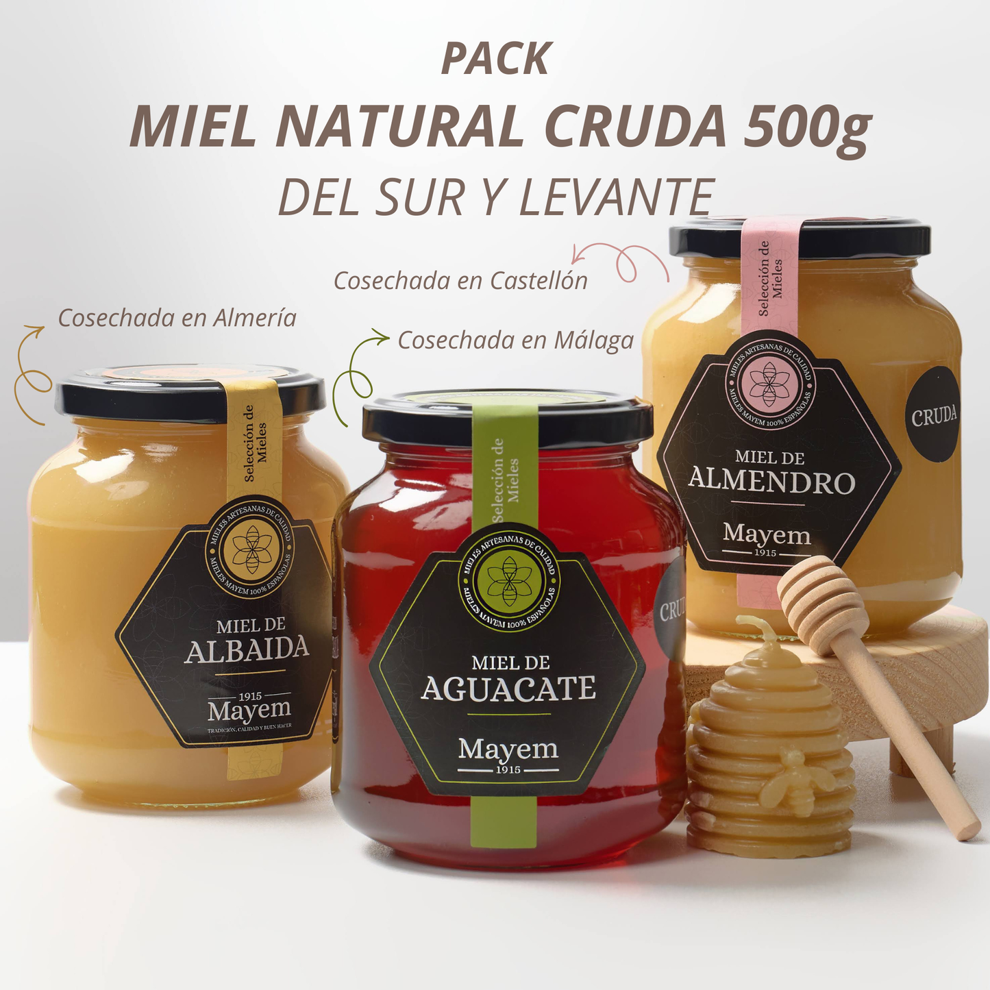 Pack de 3 Miels Bruts du Sud 500g