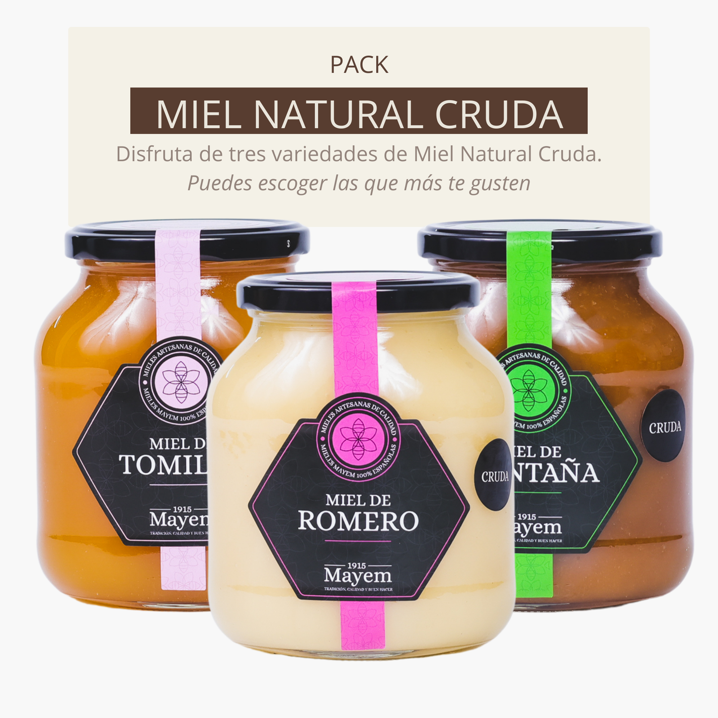 Pack de 3 Mieles Crudas de 1 Kg