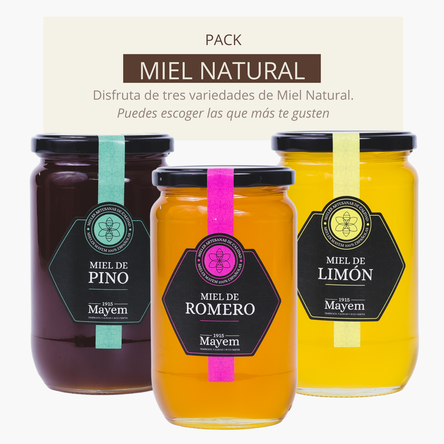 Pack de 3 Mieles Naturales de 1 Kg