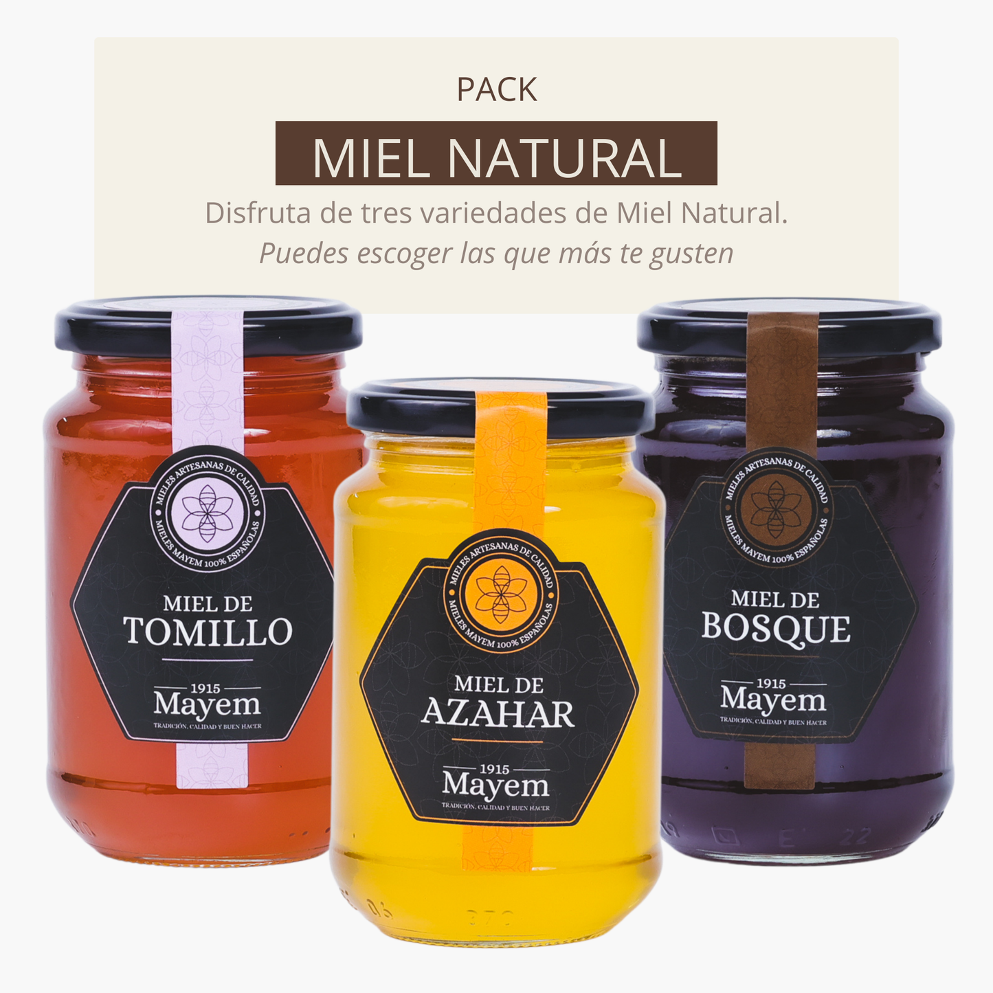 Pack de 3 Mieles Naturales de 500g
