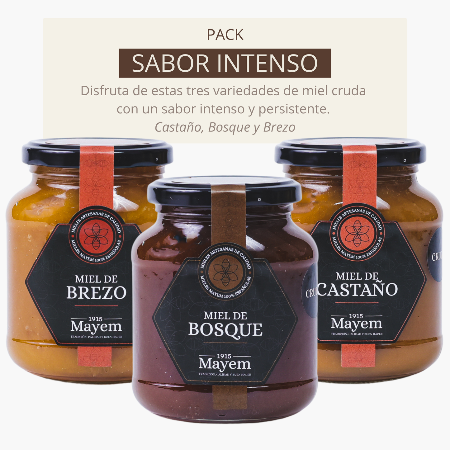 Pack de 3 Mieles Crudas sabor Intenso 500g