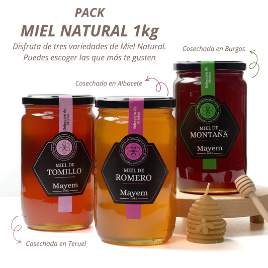 Pack of 3 Natural Honeys of 1 Kg