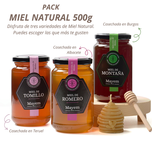 Pack of 3 Natural Honeys of 500g