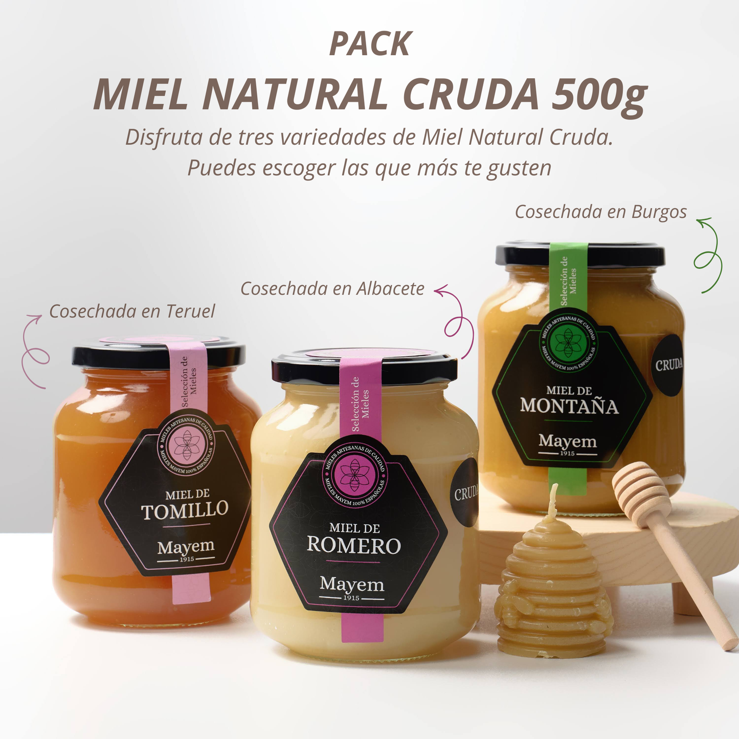 Pack of 3 Raw Honeys of 500g