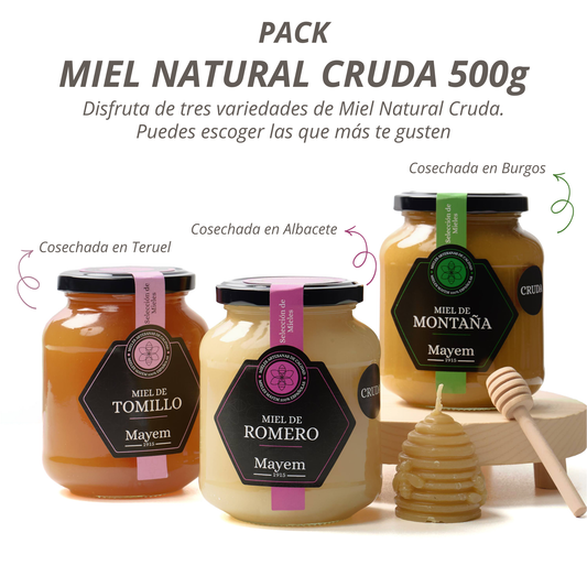Pack de 3 Mieles Crudas de 500g