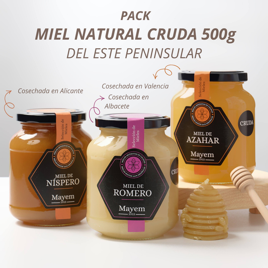 Pack of 3 Raw Mediterranean Honeys 500g