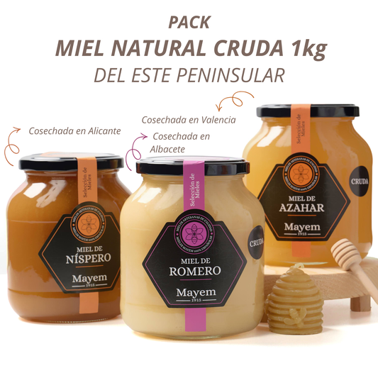 Pack de 3 Mieles Crudas del Este Peninsular 1kg