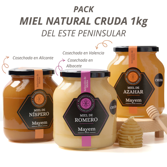 Pack de 3 Mieles Crudas del Este Peninsular 1kg
