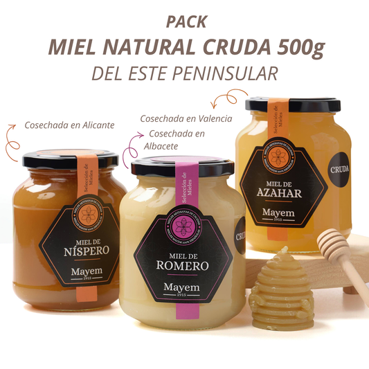 Pack de 3 Mieles Crudas del Este Peninsular 500g