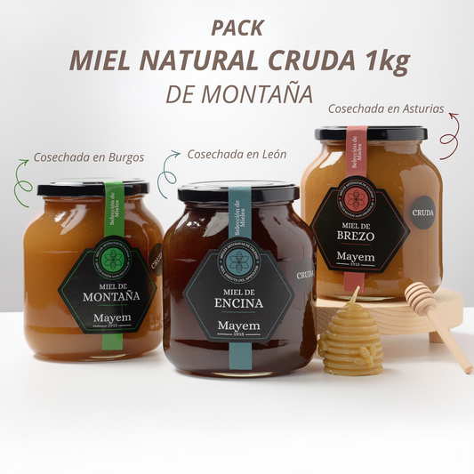 Pack of 3 Raw Mountain Honeys 1Kg