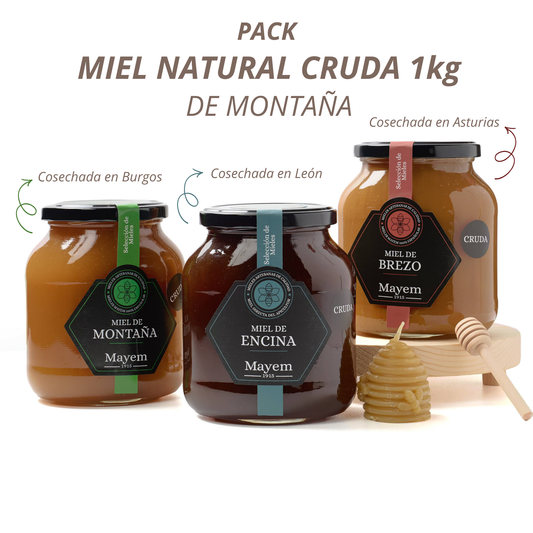 Pack de 3 Mieles Crudas de Montaña 1Kg