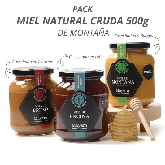 Pack de 3 Mieles Crudas de Montaña 500g