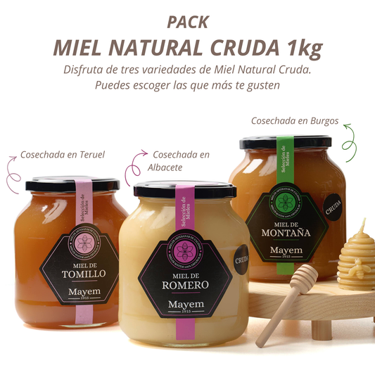 Pack de 3 Mieles Crudas sabor Suave 1Kg