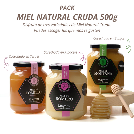 Pack de 3 Mieles Crudas sabor Suave 500g