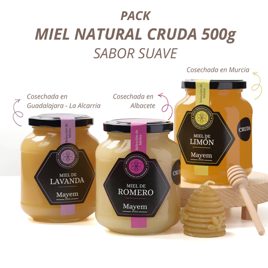 Pack of 3 Raw Honeys Mild Flavor 500g