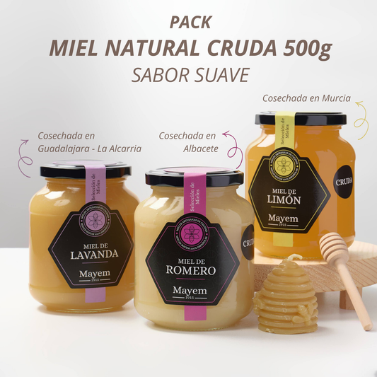 Pack of 3 Raw Honeys Mild Flavor 500g