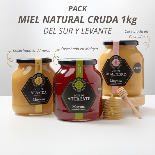 Pack de 3 Mieles Crudas del Sur y Levante 1Kg