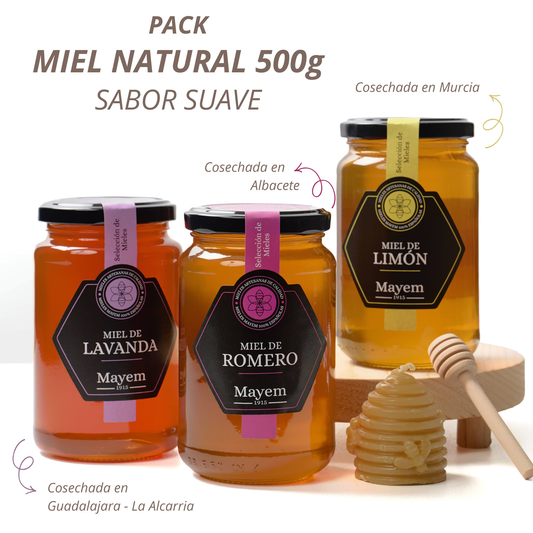 Pack de 3 Mieles sabor Suave 500g