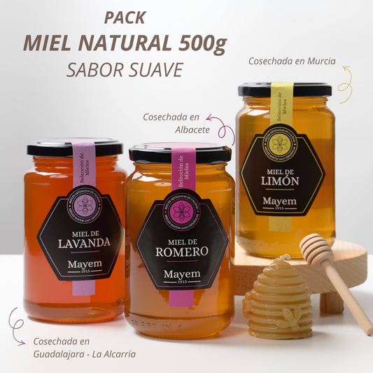 Pack de 3 Mieles sabor Suave 500g