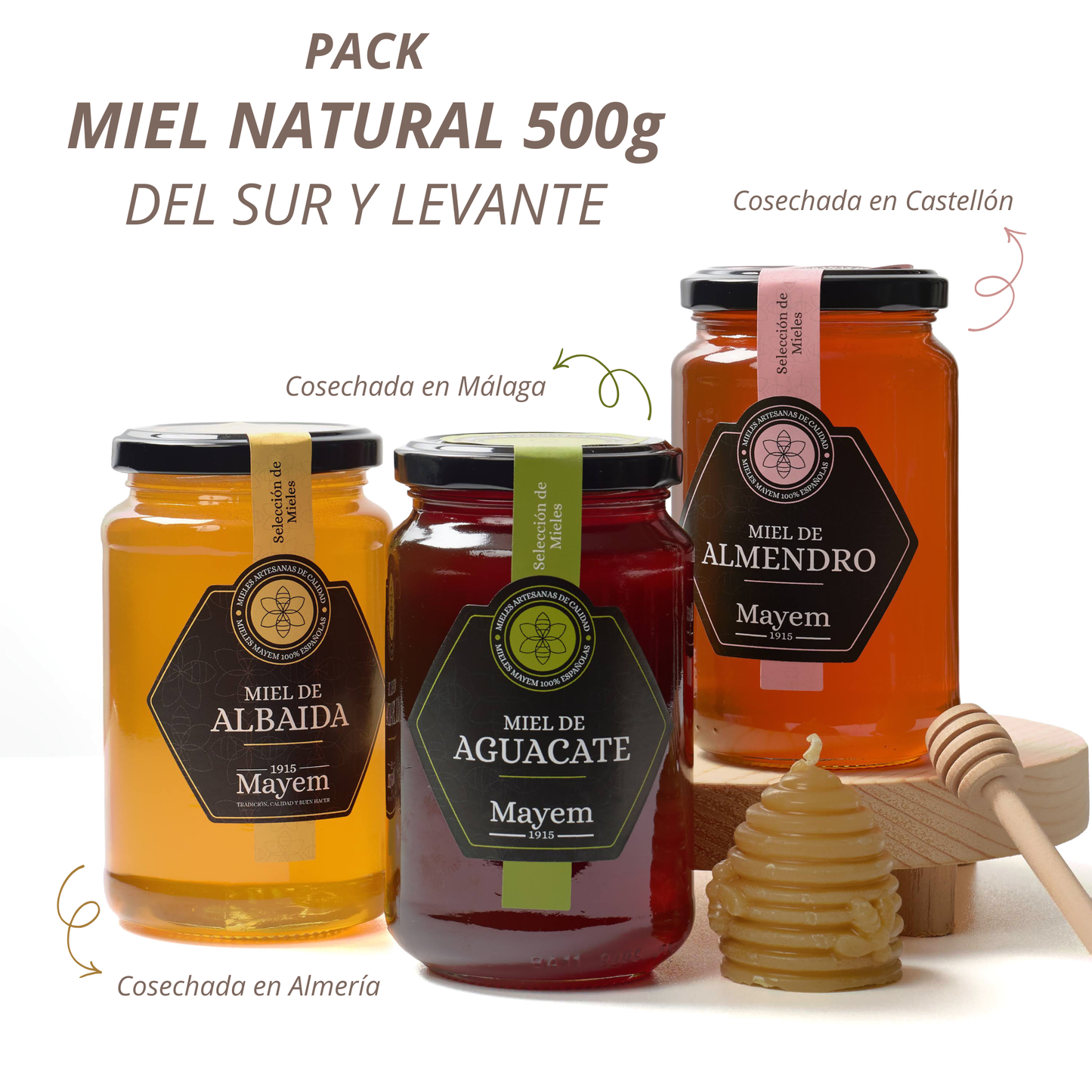Pack de 3 Miels Crus Saveur Douce 500g