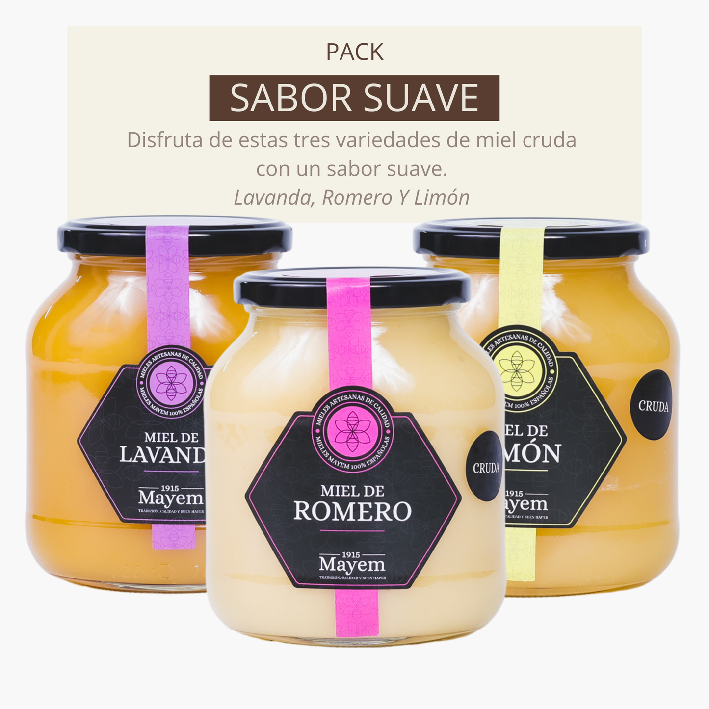 Pack de 3 Mieles Crudas sabor Suave 1Kg