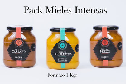 Pack de 3 Mieles Crudas sabor Intenso 1Kg